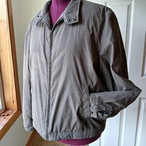 London Fog Brown Bomber Jacket L VTG Y2K golf windbreaker coat full zip snaps